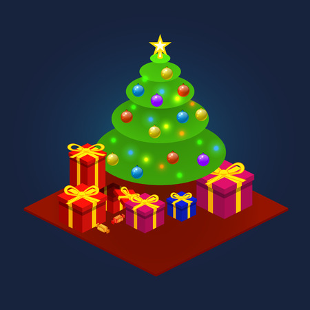 isometric Christmas setのイラスト素材