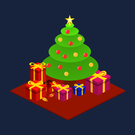 isometric Christmas setのイラスト素材