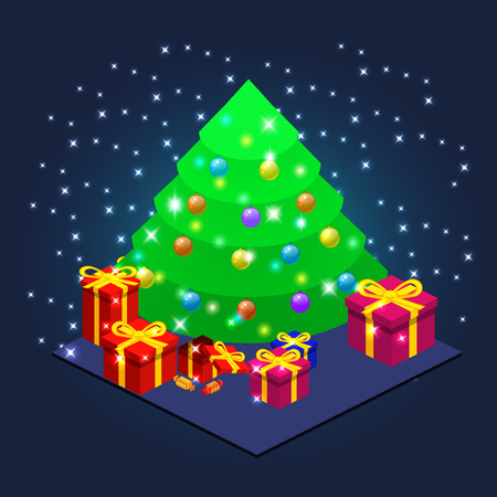 isometric Christmas setのイラスト素材