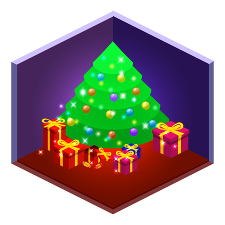 isometric Christmas setのイラスト素材