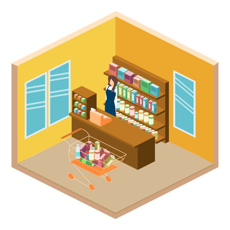 isometric shop. Set of objects for the storeのイラスト素材