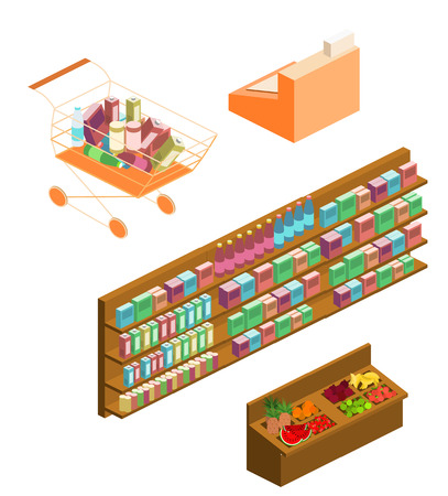 isometric items for shop. Set of objects for the storeのイラスト素材