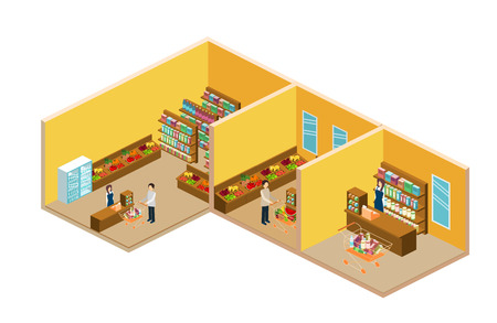 isometric shop. Set of objects for the storeのイラスト素材