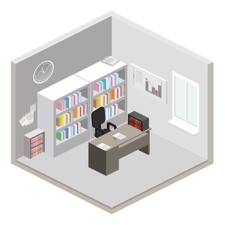 Flat 3d isometric abstract office floor interior departments concept vectorのイラスト素材