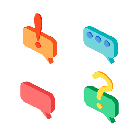Set of isometric speech bubbles. Flat 3D illustration.のイラスト素材