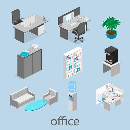 Flat 3d isometric abstract office floor interior departments concept vector. illustration of officeのイラスト素材