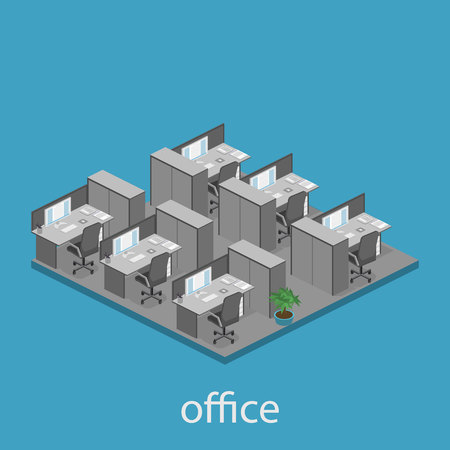 Flat 3d isometric abstract office floor interior departments concept vector. interior of roomのイラスト素材