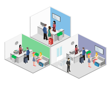 Isometric interior of reception. Flat 3D vector illustrationのイラスト素材