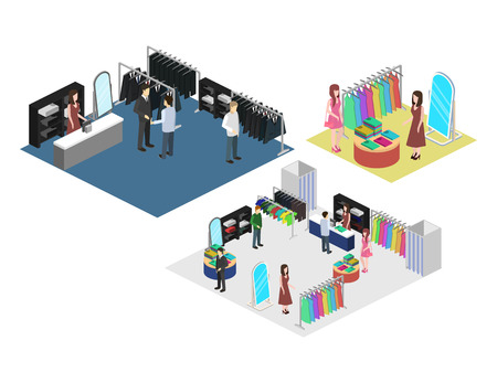 Isometric interior of shoping mall. Flat 3D vector illustration.のイラスト素材