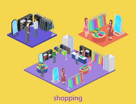 Isometric interior of shoping mall. Flat 3D vector illustration.のイラスト素材
