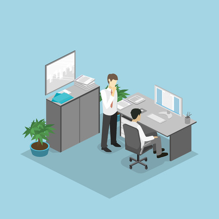 Flat 3d isometric abstract office floor interior departments concept vector. interior of roomのイラスト素材