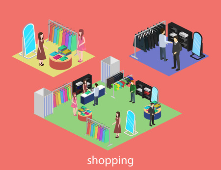 Isometric interior of shoping mall. Flat 3D vector illustration.のイラスト素材