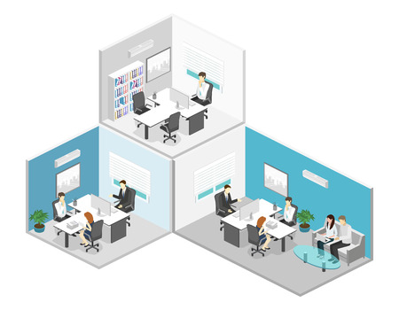 isometric interior of director's office. Flat 3D illustration of cabinet.のイラスト素材