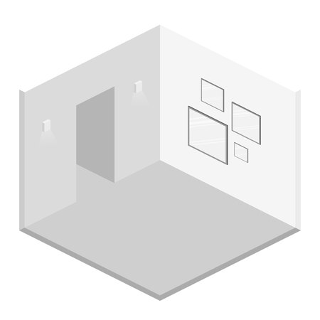 Isometric flat 3D abstract interior emply room. White illustration roomのイラスト素材