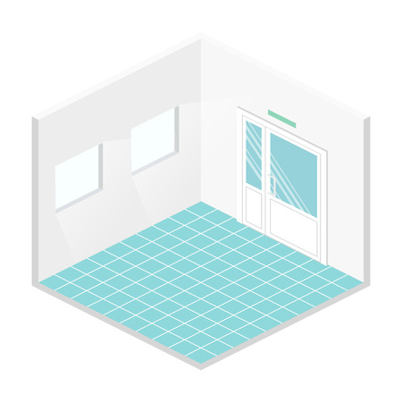 Isometric flat 3D abstract interior emply room. White illustration roomのイラスト素材