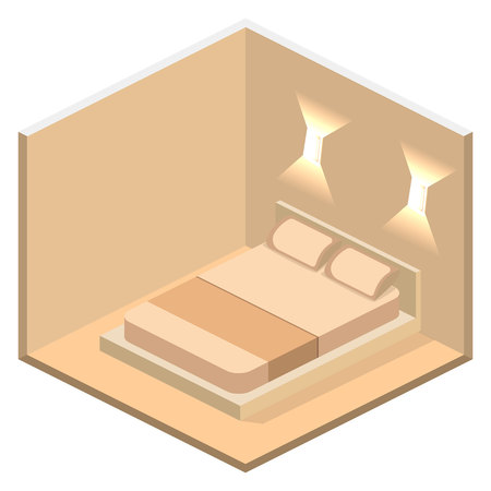 modern bedroom design in isometric style. Flat 3D illustrationのイラスト素材