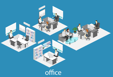 isometric interior of director's office. Flat 3D illustration of cabinet.のイラスト素材