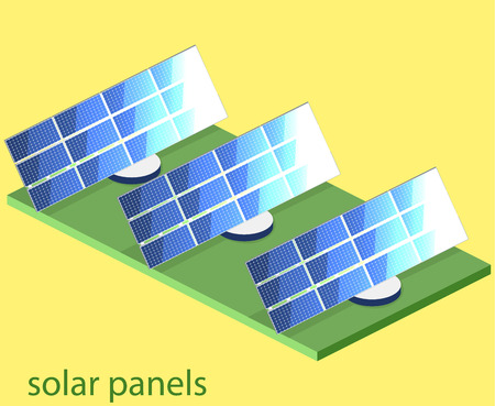 Isometric flat 3D concept vector outside solar panelsのイラスト素材