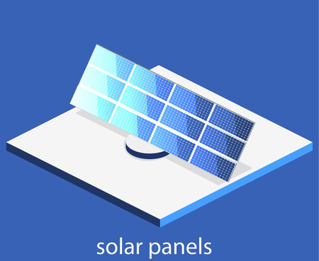 Isometric flat 3D concept vector outside solar panelsのイラスト素材
