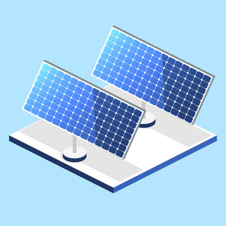Isometric flat 3D concept vector outside solar panelsのイラスト素材