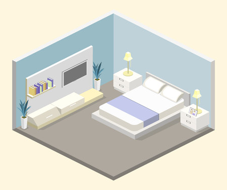 modern bedroom design in isometric style.のイラスト素材