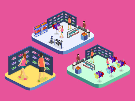 Isometric flat 3D isolated concept vector interior goods for the sports shop.のイラスト素材