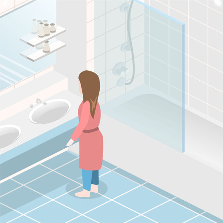 Isometric flat 3D interior of bathroom.のイラスト素材