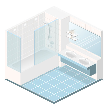Isometric flat 3D concept interior of bathroomのイラスト素材