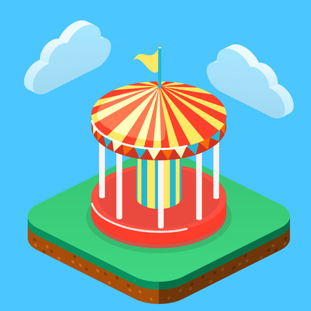 Isometric flat 3D isolated concept vector city banners with carouselsのイラスト素材