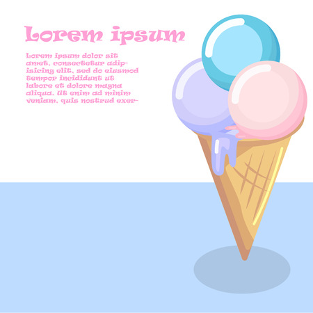 ice cream cone  Isometric 3D flat infographic vector illustration.のイラスト素材