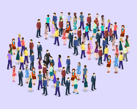 Isometric flat 3D isolated concept vector Infographic chart consisting of a crowd of people.のイラスト素材