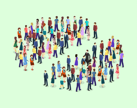 Isometric flat 3D isolated concept vector Infographic chart consisting of a crowd of people.のイラスト素材