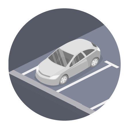 Isometric flat 3D concept vector car. Urban transport. Parking space.のイラスト素材