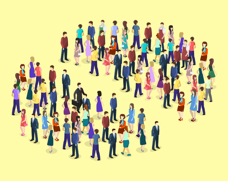 Isometric flat 3D isolated concept vector Infographic chart consisting of a crowd of peopleのイラスト素材