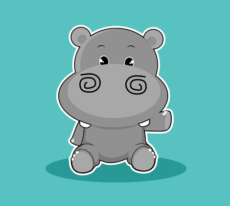 cute hippo character animal cartoon vectorのイラスト素材