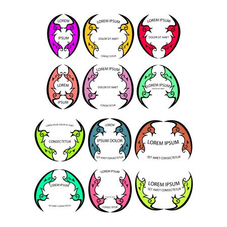 collection set of floral design elements logo, all same design but different style.のイラスト素材