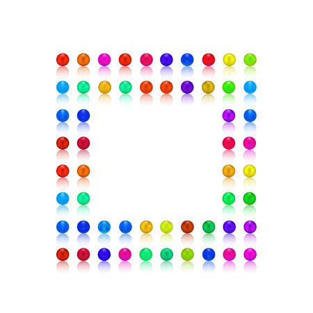 colorful pearls colorful candy rams square frame with white reflex shadow for white background only vector illustrationのイラスト素材