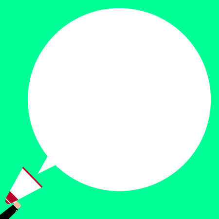A hand holding megaphone, with speech bubble announcement - vector illustrationのイラスト素材
