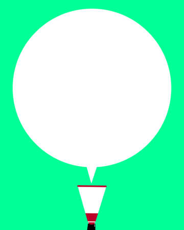 A hand holding megaphone, with speech bubble announcement - vector illustrationのイラスト素材