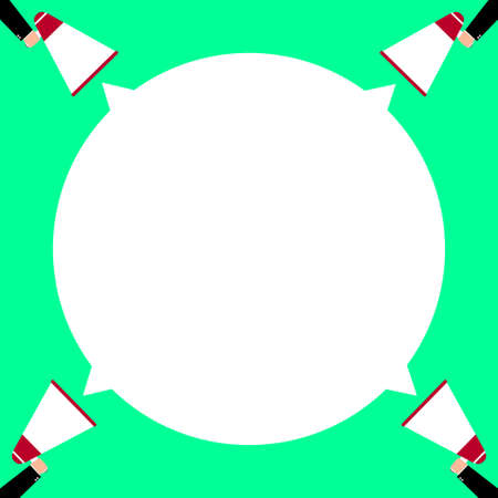 A hand holding megaphone, with speech bubble announcement, vector illustrationのイラスト素材