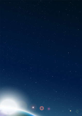 Galaxy background and sunrise view from space on Planet Earth vector.のイラスト素材