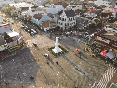Aerial view of Tugu Jogja or Yogyakarta Monument, Indonesia. Yogyakarta, Indonesia - October, 2020のeditorial素材