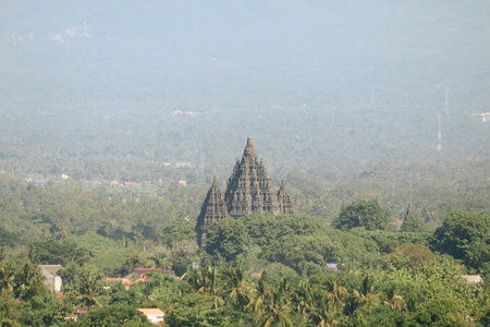 Aerial view of Prambanan Temple in Yogykarta, Indonesia.