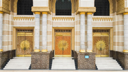 Door of entrance at Mosque in Arabian style on Klaten, Indonesia.のeditorial素材