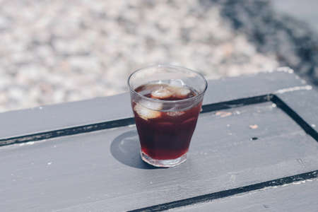 Cold ice black coffee with ice in a glass. Japanese coffee styleの写真素材