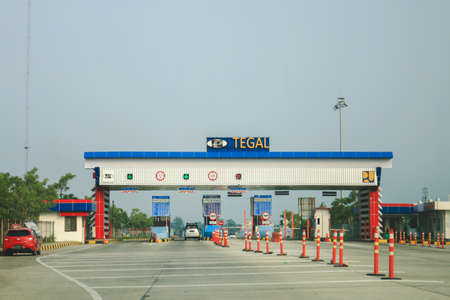 The atmosphere of the entrance gate of the Tegal toll gate. Tegal, Indonesia - August, 2021.