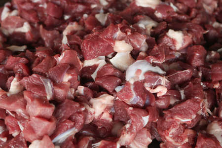 Fresh raw goat meat for satay