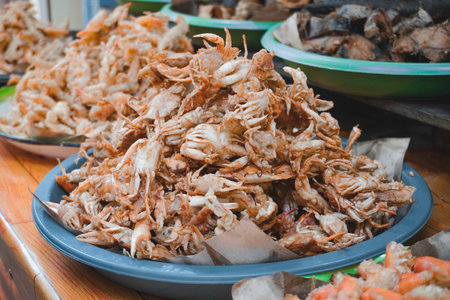 A serving of fried baby crab,a traditional and famous street