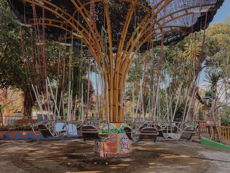 A portrait of an empty amusement park, called Untang-Antingの写真素材