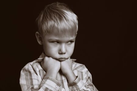 Portrait of the reflected boy.の写真素材